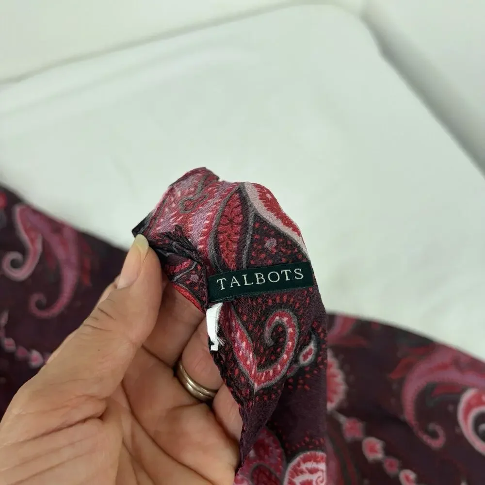 Talbots Paisley Print Burgundy Scarf Rectangular 60